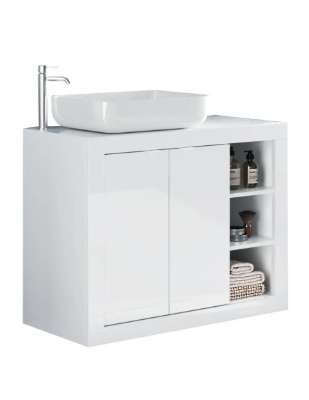Mobile bagno da terra cm 92 x 45 x 92 H Bianco laccato (Specchio escluso)