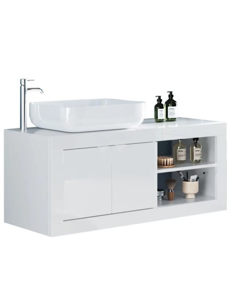 Mobile bagno sospeso cm 110 x 45 x 92 H Bianco laccato (Specchio escluso)