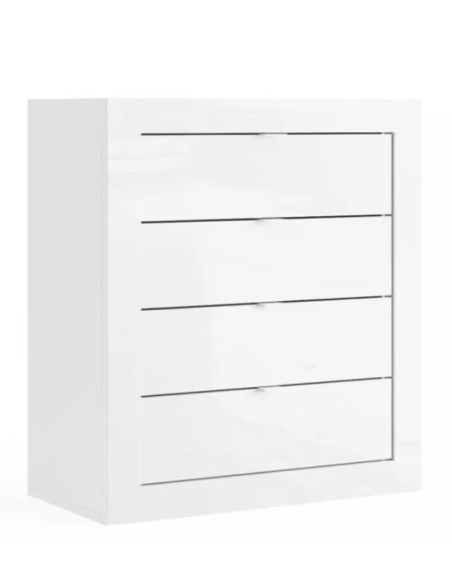 Cassettiera 4 cassetti Bianco lucido da bagno cm 70 x 35 x 78 H