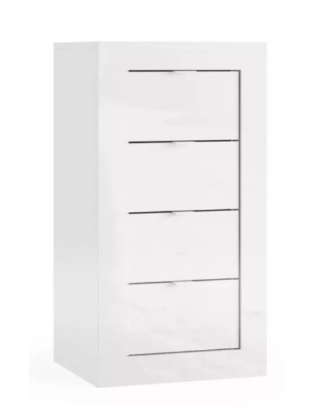 Cassettiera 4 cassetti stretta Bianco lucido da bagno cm 42 x 35 x 78 H