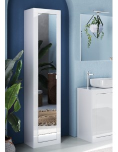 Colonna 1 anta specchio da bagno Bianco laccato 2