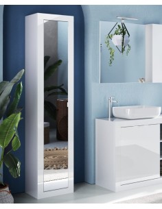 Colonna 1 anta specchio da bagno Bianco laccato