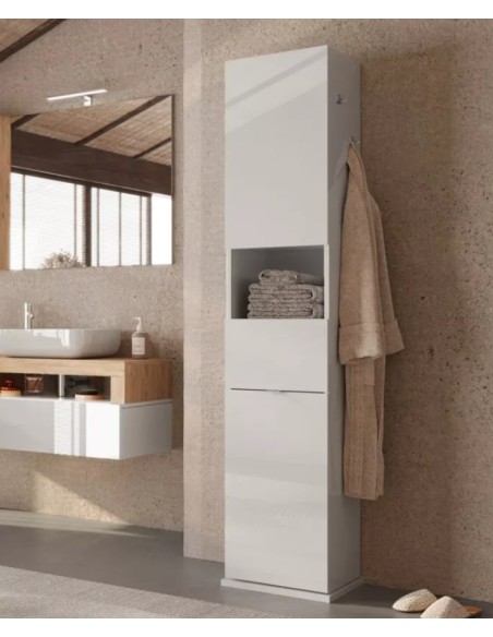 Colonna bagno girevole con specchio - 4 lati Bianco laccato