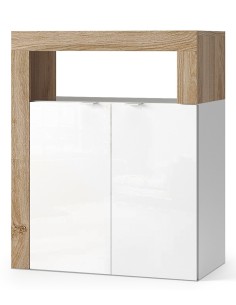 Mobile basso 2 ante da bagno Bianco laccato/Rovere  cm 64 x 35 x 78 H 2