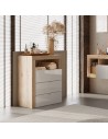 Cassettiera 3 cassetti - 1 vano da bagno Bianco laccato/Rovere cm 64 x 35 x 78 H