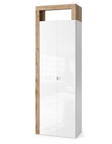 Armadio 2 ante alto Bianco laccato/Rovere cm 64 x 35 x 188 H