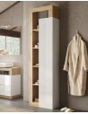 Colonna alta 1 anta con vani a giorno Bianco laccato lucido/Rovere cm 50 x 33 x 195 H