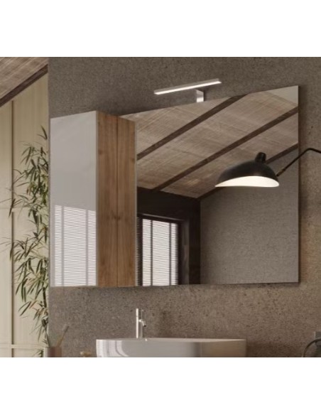 Specchio bagno 1 anta laterale Bianco laccato/Rovere kadiz cm 92 x 18 x 75 H
