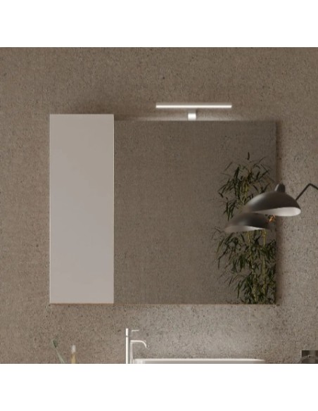 Specchio bagno 1 anta laterale Bianco laccato/Rovere kadiz cm 92 x 18 x 75 H
