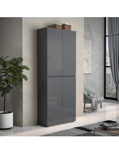 Armadio multiuso/scarpiera 4 ante 10 ripiani Antracite laccato lucido