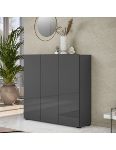 Scarpiera 3 ante 5 + 5 ripiani Antracite laccato lucido