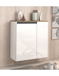 Scarpiera sospesa 2 ante Bianco lucido/Rovere artisan/Antracite 2