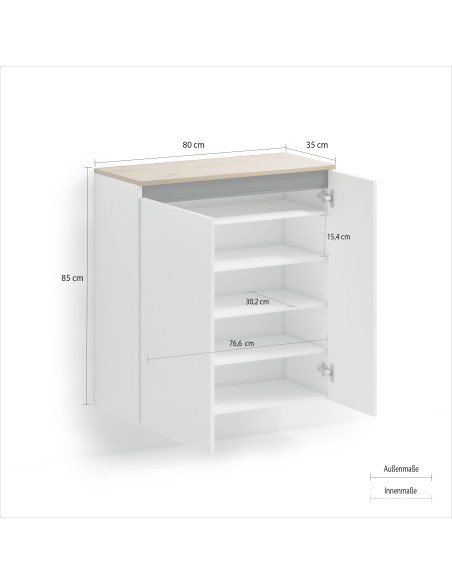 Scarpiera sospesa 2 ante Bianco lucido/Rovere artisan/Antracite