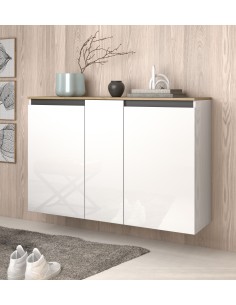 Scarpiera sospesa 3 ante Bianco lucido/Rovere artisan/Antracite 2