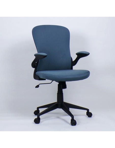 Poltrona Arizona in tessuto avio con braccioli reclinabili