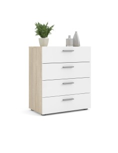 Cassettiera 4 cassetti Rovere / Bianco laccato