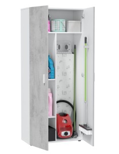 Armadio porta scope Bianco/Cemento