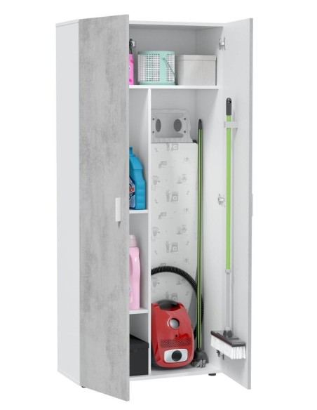 Armadio porta scope Bianco/Cemento
