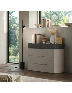 Comò 4  cassetti Cashmere/Antracite  cm 110 x 52 x 102 H