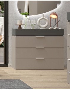 Comò 4  cassetti Cashmere/Antracite  cm 110 x 52 x 102 H 2