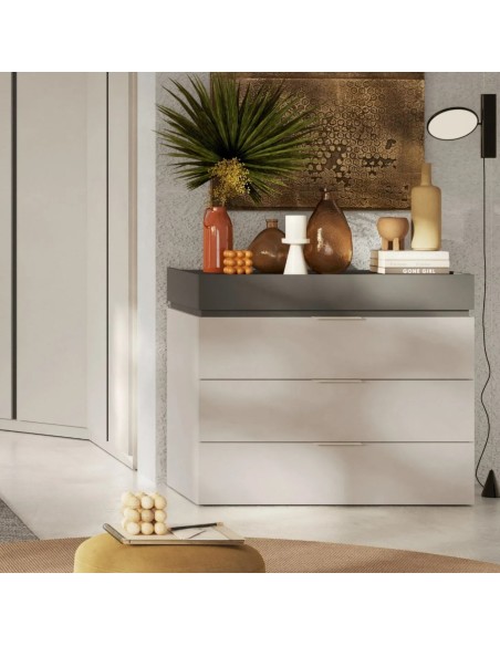Comò 4  cassetti Cashmere/Antracite  cm 110 x 52 x 102 H
