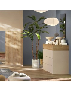 Comò 4 cassetti Cashmere/Rovere kadiz cm 110 x 52 x 102 H