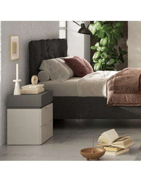 Comodino 3 cassetti Cashmere/Antracite cm 50 x 42 x 62 H