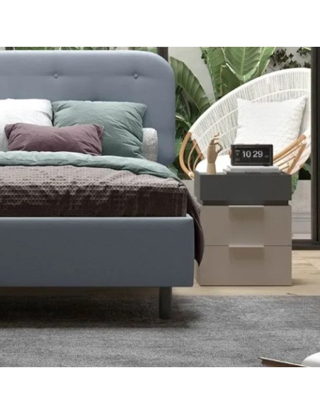 Comodino 3 cassetti Cashmere/Antracite cm 50 x 42 x 62 H