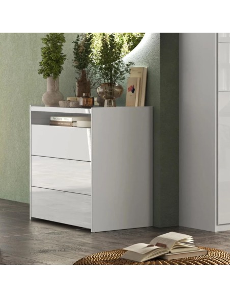 Comò 3 cassetti - 1 vano Bianco lucido cm 110 x 50 x 95 H