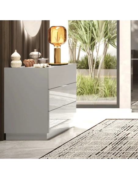 Comò 3 cassetti Bianco lucido cm 110 x 52 x 83 H