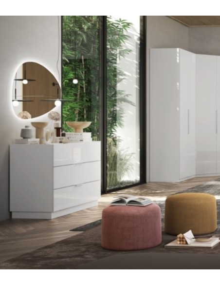 Comò 3 cassetti Bianco lucido cm 110 x 52 x 83 H