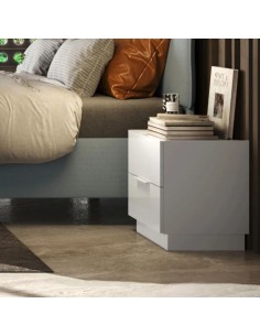 Coppia comodini 2 cassetti Bianco laccato lucido