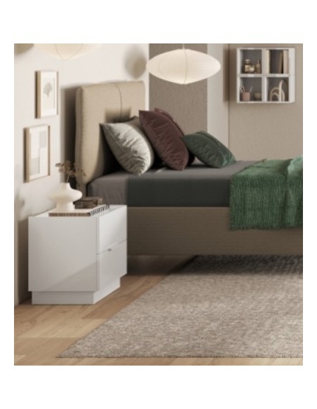 Coppia comodini 2 cassetti Bianco laccato lucido
