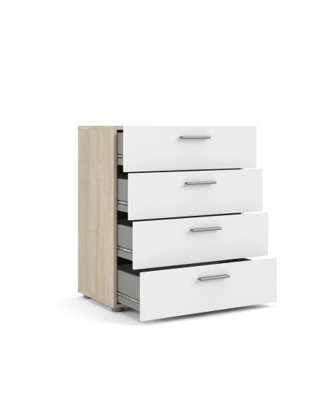 Cassettiera 4 cassetti Rovere / Bianco laccato