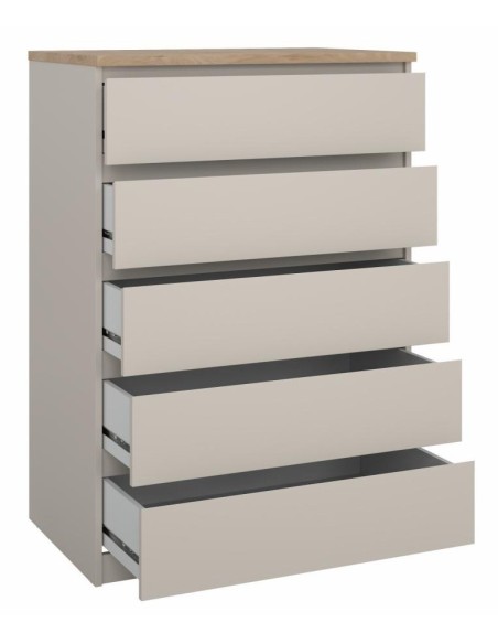 Cassettiera 5 cassetti Maxi profondità Cashmere/Rovere naturale