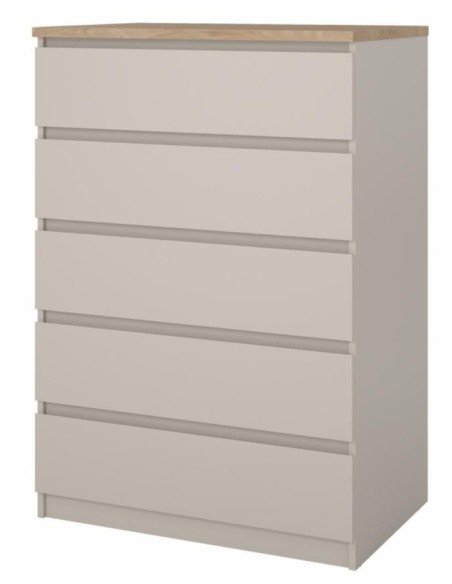 Cassettiera 5 cassetti Maxi profondità Cashmere/Rovere naturale