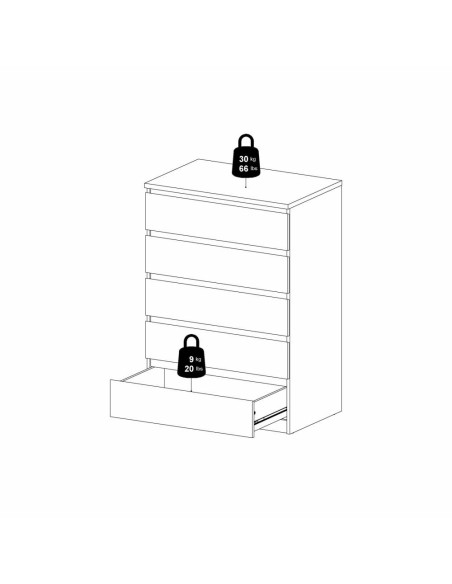 Cassettiera 5 cassetti Maxi profondità Cashmere/Rovere naturale