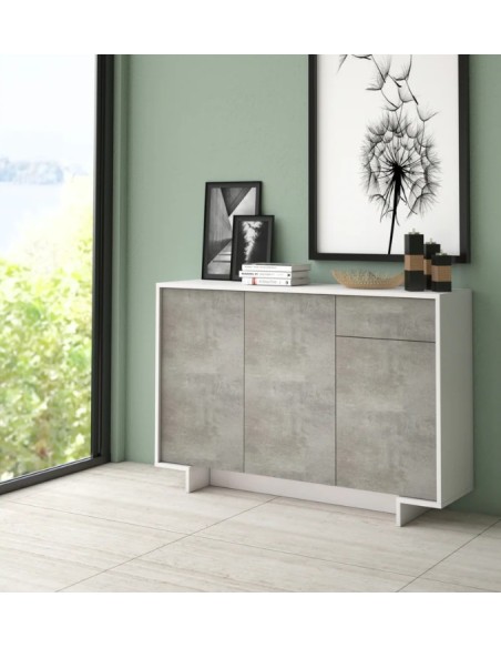 Madia 3 ante -1 cassetto Bianco/Cemento