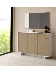 Madia 3 ante - 1 cassetto Bianco / Cannette chiaro