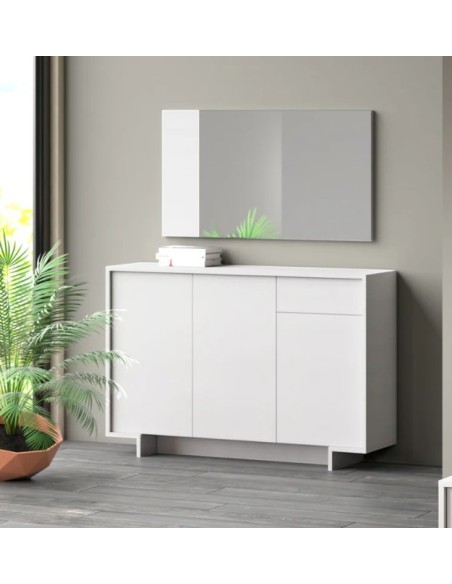 Madia 3 ante - 1 cassetto Bianco opaco venato