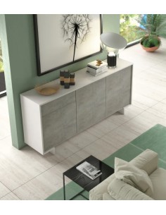 Madia cm 170 3 ante 1 cassetto Bianco venato/Cemento