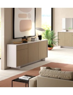 Madia cm 170 3 ante 1 cassetto Bianco venato/Cannette chiaro