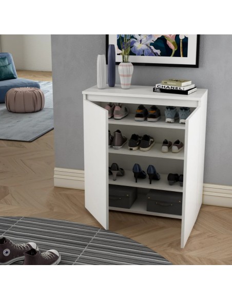 Mobile multiuso scarpiera 2 ante basso Bianco