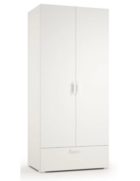Armadio guardaroba 2 ante - 1 cassetto Bianco venato opaco