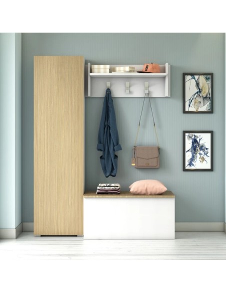 Mobile ingresso completo Bianco venato opaco/rovere cannettato