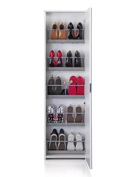 Composizione ingresso completa con scarpiera a specchio + baule + appendiabiti Bianco venato opaco