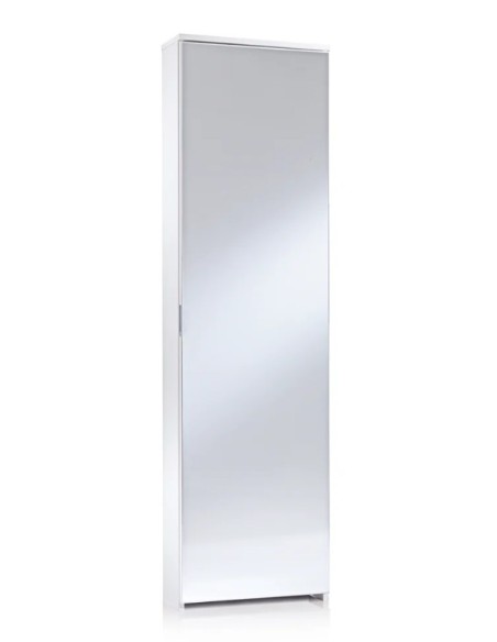 Composizione ingresso completa con scarpiera a specchio + baule + appendiabiti Bianco venato opaco