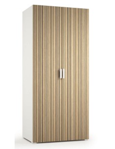 Armadio guardaroba 2 ante Bianco venato opaco/Rovere rigato