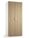 Armadio guardaroba 2 ante Bianco venato opaco/Rovere rigato