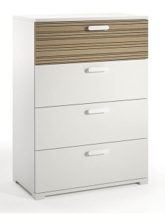 Cassettiera 4 cassetti Bianco venato opaco/Rovere rigato 2